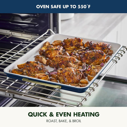 GreenPan Reserve Healthy Ceramic Nonstick Bakeware Half Sheet Pan in Oxford Blue