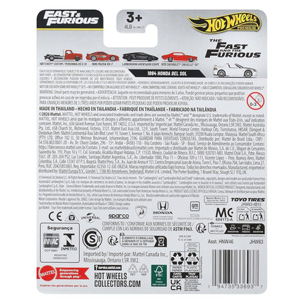 Hot Wheels Premium Fast & Furious Car 1994 Honda del Sol