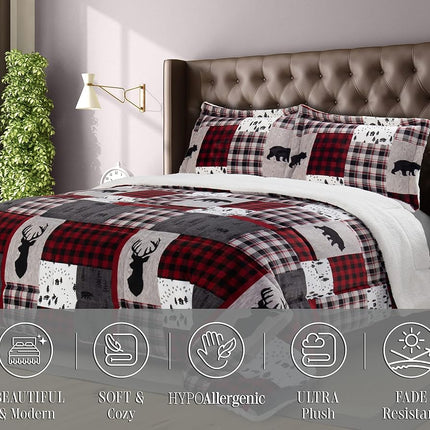 Elegant Comfort Heavy Weight Reversible Down Alternative Micro-Suede, Microsuede Flannel, Patch, Twin