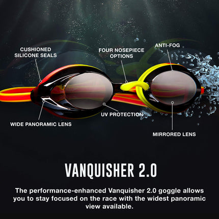 Lunettes de natation de compétition Speedo Vanquisher 2.0 miroir anti-buée, rouges