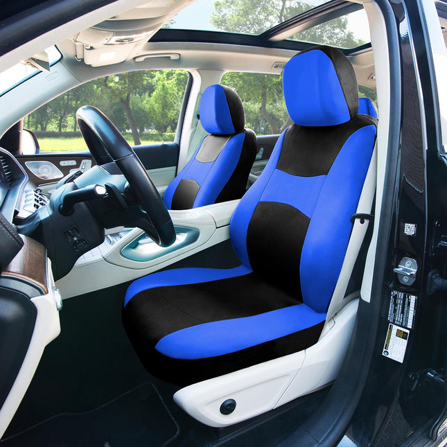 FH Group Automotive Seat Covers Blue Black Universal Fit Bucket Bench Cover fits most Cars, SUVs, and Trucks (Full Set Airbag Compatible with Split Bench) FB030BLUEBLACK115-SEAT