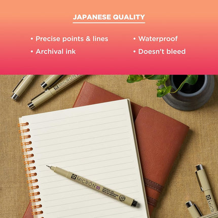 Sakura Pens Pigma Micron All Black 8 Nibs Set