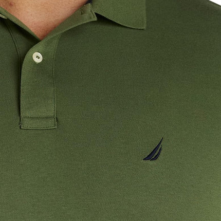 Nautica Men's Classic Fit Short Sleeve Solid Soft Cotton Polo Shirt, Pine Forest, Large Tall