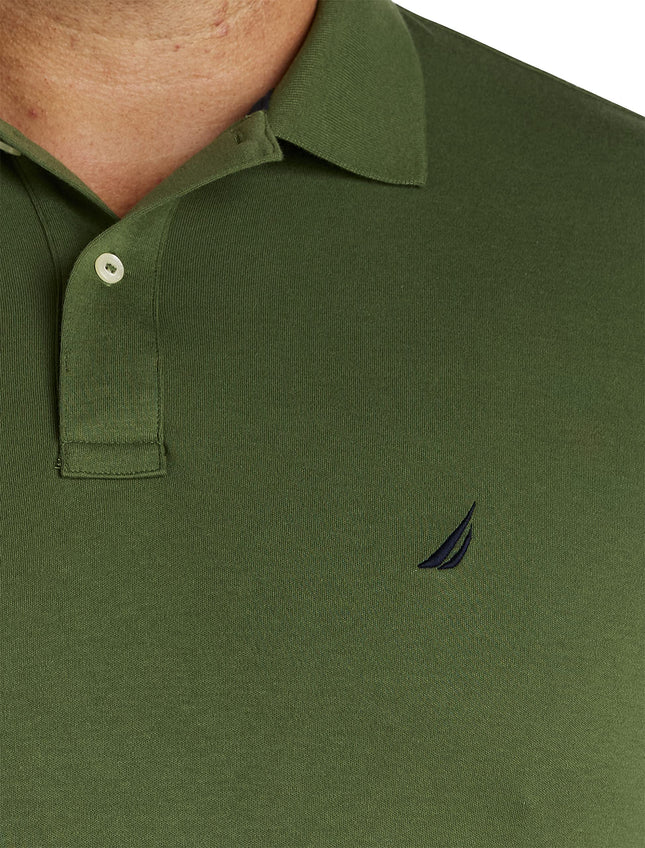 Nautica Men's Classic Fit Short Sleeve Solid Soft Cotton Polo Shirt, Pine Forest, Large Tall