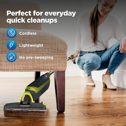 Shark VACMOP Cordless Hard Floor Vacuum Mop Includes 2 Disposable VACMOP Pads and a 12oz VACMOP Solution, Charcoal Gray, VM180