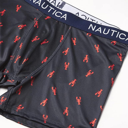 Nautica Men's 4 Pack Micro Boxer Briefs, 2 Black Red/Lobster-Black, L (Pack of 4)