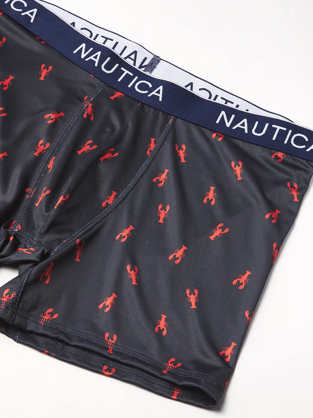 Nautica Men's 4 Pack Micro Boxer Briefs, 2 Black Red/Lobster-Black, L (Pack of 4)