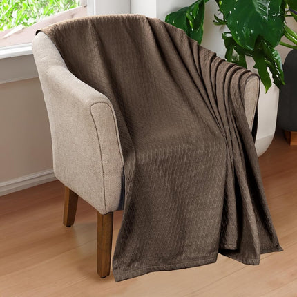 Superior Diamond Weave Blanket, 100% Cotton Cover for Home, Couch, Bed, Soft, Warm Blankets, Boho Aesthetic, Comfy, Cozy, and Cute Covers, Decorative Bedding Essentials, Throw, Chocolate