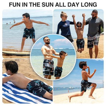 Kanu Surf Short de bain de plage pour garçon Explore Quick Dry UPF 50+, Reef Black, 10
