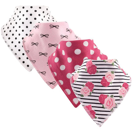Hudson Baby Unisex Baby Cotton Fleece Bandana Bibs, Rose, One Size