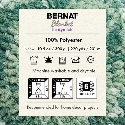 Bernat Blanket Tie Dye-Ish Moonlight Yarn - 2 Pack of 10.5oz/300g - Polyester - #6 Super Bulky - 220 Yards - Knitting, Crocheting, Crafts & Amigurumi, Chunky Chenille Yarn