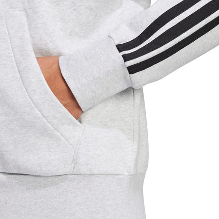 adidas Men's ESSENTIAL THREE STRIPES FLEECE ZIPPER HOODIE, light grey heather/black, M