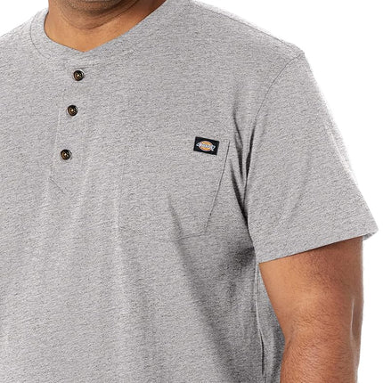 Camiseta Henley gruesa Dickies para hombre, gris jaspeado, XL