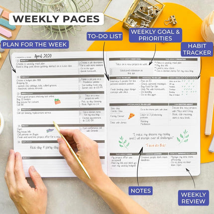 Clever Fox Planner Pro - Agenda & Daily Calendar to Boost Productivity, Happiness & Hit Your Goals in 2018 - Gratitude Journal Personal Weekly Organizer - 5 x 8'' Undated (Lavender)
