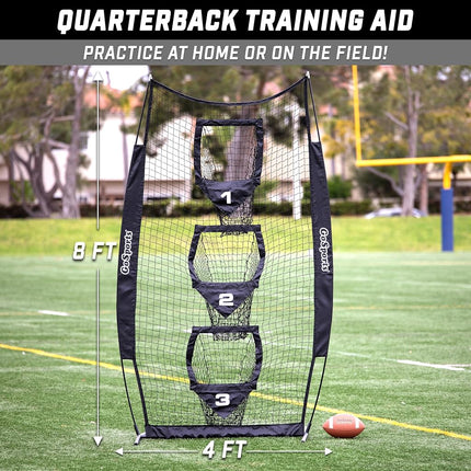 GoSports 8 x 4 ft Football Throwing Target Net - Black