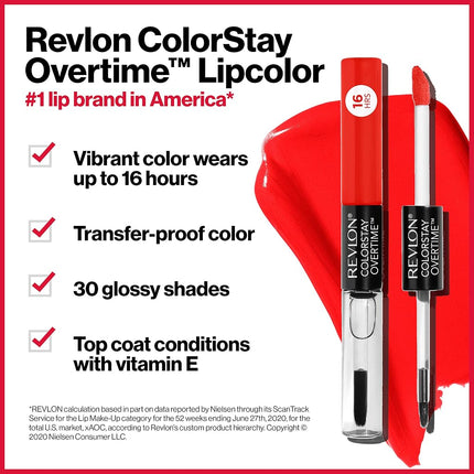REVLON Liquid Lipstick with Clear Lip Gloss, ColorStay Overtime Lipcolor, Dual Ended with Vitamin E, 320 Faithful Fawn, 0.07 Fl Oz (Pack of 1)