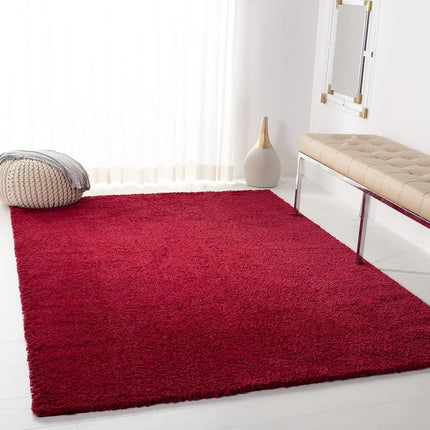 Safavieh Shag Rug for Living Room, Dining Room, Bedroom - August Shag Collection, Short Pile, in Red, 90 x 90 cm