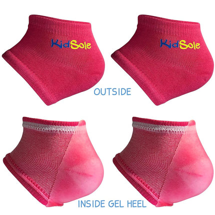 KidSole Gel Heel Strap for Kids with Heel Sensitivity from Severs Disease, Plantar Fasciitis. (Black) (Kids Size 1-6, Pink)