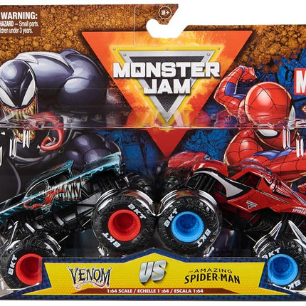Monster Jam, Marvel Official Venom Vs. The Amazing Spider-Man Die-Cast Monster Trucks, 1:64 Scale, Kids’ Toys for Boys and Girls Aged 3 and up