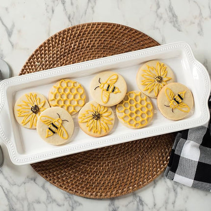 Nordic Ware 01250 Honey Bees Cookie Stamps (Set of 3), Sturdy Cast Aluminium with Removable Hardwood Handles, Silver