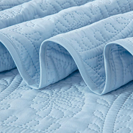 Chezmoi Collection Austin 3-Piece Oversized Bedspread Coverlet Set (Queen, Chambray Blue)