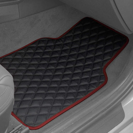 FH Group F12003BURGUNDY Universal Fit Diamond Pattern Faux Leather Beige Automotive Floor Mats fits most Cars, SUVs, and Trucks
