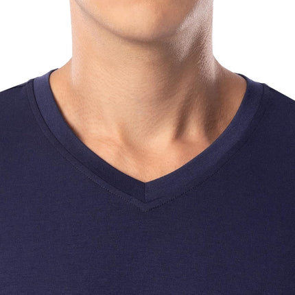 Fruit of the Loom Ensemble de Pyjama pour Homme en Jersey de Coton, T-Shirt à Manches Courtes et Col en V, Pantalon, Bleu Marine, Taille M