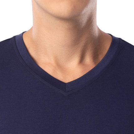 Fruit of the Loom Mens 360 Stretch Short Sleeve V-Neck Top and Pant Sleep Pajama SetPajama Set, Navy, 3XL