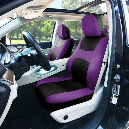 FH GROUP Housses de siège auto ensemble complet en tissu violet - Ajustement universel, Housses de siège automobile, Housses de siège avant à dossier bas, Compatible airbag, Banquette arrière séparable, Housse de siège auto pour SUV, Berline, Van