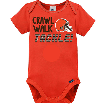 NFL Cleveland Browns Boys 20183 Pack Short Sleeve Variety Bodysuit, Brown, 18 Months