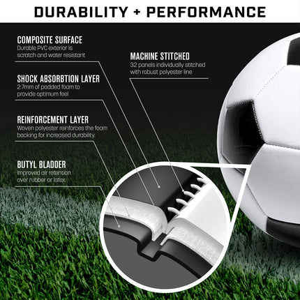 GoSports Balón de fútbol clásico - Talla 3 - con Bomba Premium