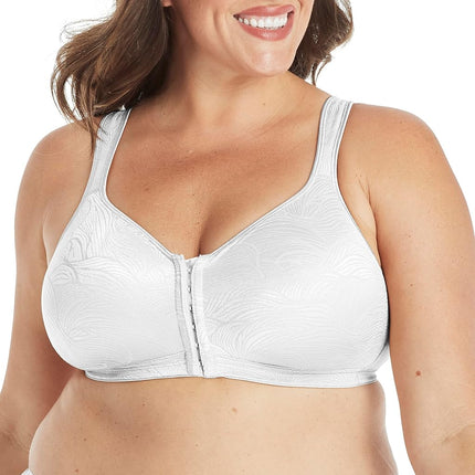 Playtex Women's 18 Hour Front Close Wirefree Back Support Posture Full Coverage Bra Use525, White, 44C