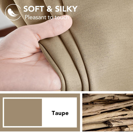 Deconovo Solid Room Darkening Panels Back Tab and Rod Pocket Curtains Blackout Thermal Insulated Curtains for Living Room 52Wx63L Inch Khaki 2 Panels