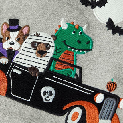 Gymboree Boys' and Toddler Embroidered Graphic Long Sleeve T-Shirts, Halloween Car, 6