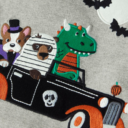 Gymboree Boys' and Toddler Embroidered Graphic Long Sleeve T-Shirts, Halloween Car, 6