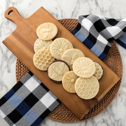 Nordic Ware 01250 Honey Bees Cookie Stamps (Set of 3), Sturdy Cast Aluminium with Removable Hardwood Handles, Silver