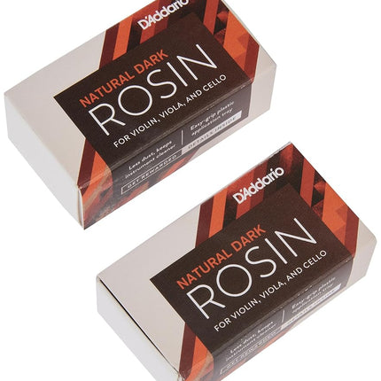 D'Addario Natural Bow Rosin for Viola, Violin & Cello, Dark, Pack of 2