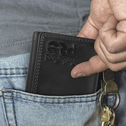 Timberland PRO mens Leather Rfid Trifold With Id Window Wallet, Black/Brandy, One Size UK