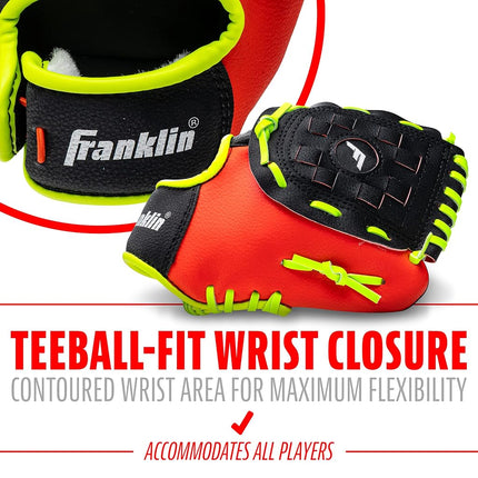 Guante de béisbol Franklin Sports para niños - Guante de béisbol infantil NeoGrip para niños y niñas - Manopla de béisbol para niños pequeños - Para lanzadores diestros - Rojo - 9.0"