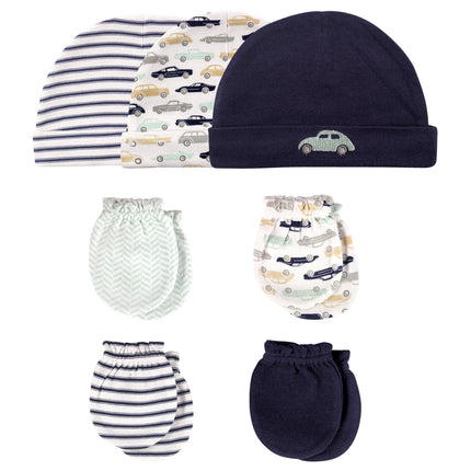 Hudson Baby Unisex Baby Cotton Cap and Scratch Mit