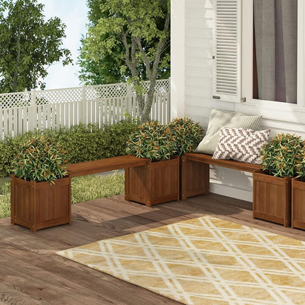 Furinno Hardwood Planter Box in Teak Oil, Wood, Natural, 182.12 (W) x 44.7 (H) x 28.96 (D) cm