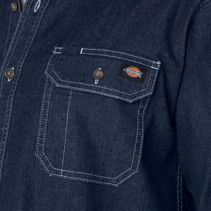Dickies Men's Dickies Men's Flex Denim Long Sleeve Button Down Shirt, Dark Denim Wash, XL UK