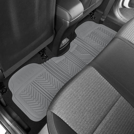 Motor Trend FlexTough Performance All Weather Rubber Car Floor Mats - 3 Piece Floor Mats Automotive Liners for Cars Truck SUV, Heavy-Duty Waterproof (Gray)
