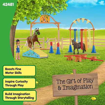 Schleich Farm World - 48Pc Pony Agility Training Playset - Kids 3+ | 42481