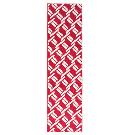 Nautica – Runner Rug | Indoor Runners for Hallways and Entry Rugs| Non-Slip and Non-Skid Entry and Kitchen Door Mat| Machine Washable Entryway Carpet Rugs | 26” x 96” | Chain Red