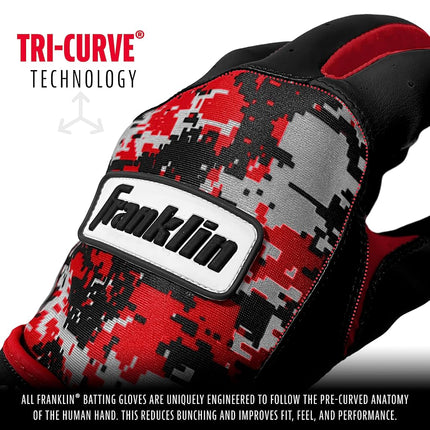 Guantes de Bateo de Béisbol Franklin Sports MLB Digitek - Gris/Rojo Digi - Juvenil Grande