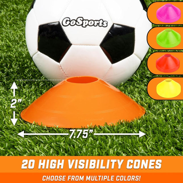 GoSports Sports Training Cone 20 Pack with Tote Bag