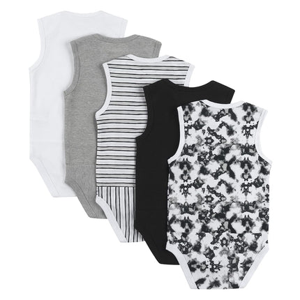 Hanes Baby and Toddler Ultimate Flexy Sleeveless Bodysuit (5 Pack), White/Grey/Black, 18-24 Months