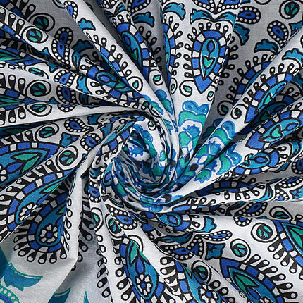 FURNISHFUL FINESSE Sky Blue Peacock Mandala Tapestry,228x272CM