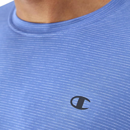 Champion, Novelty Sport, Wicking, Anti-Odor Lightweight Men's T-Shirt, Plaster Blue Heather C Logo, S